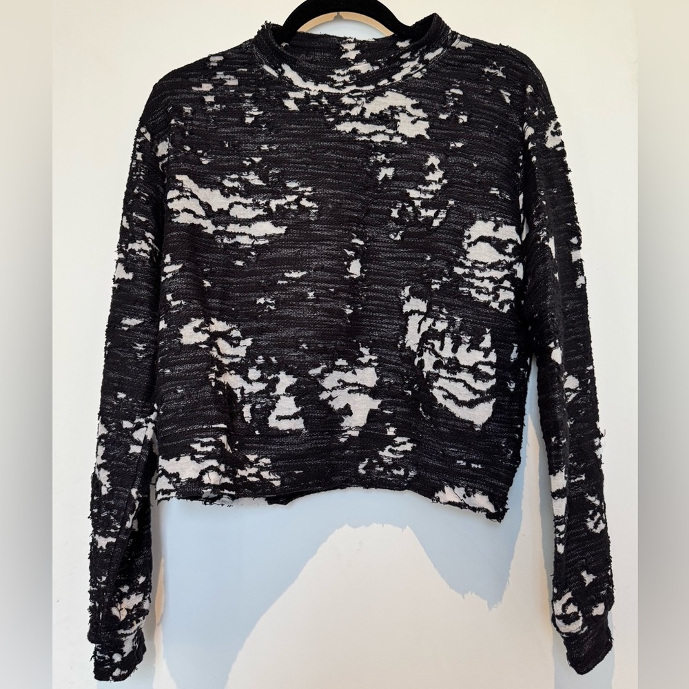 BOBI Destroyed Knit Cropped Sweatshirt M